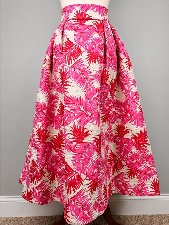Suzannah London Dresses & Skirts - Suzannah London Remy 50’s Jacquard Midi Skirt Pink Palm Print US 10 UK 14